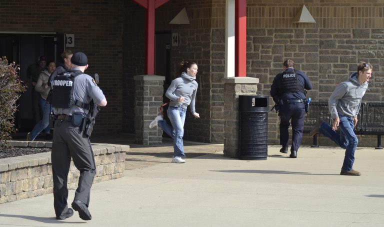 First responders tested their skills at Vantage Career Center on Saturday in an active threat drill. (Sam Shriver/CherryRoad Media)