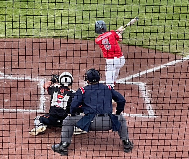 Van Wert’s Griffin McCracken lined a single on the first pitch of the game against Upper Sandusky on Wednesday. (CherryRoad Media/Jim Cox)