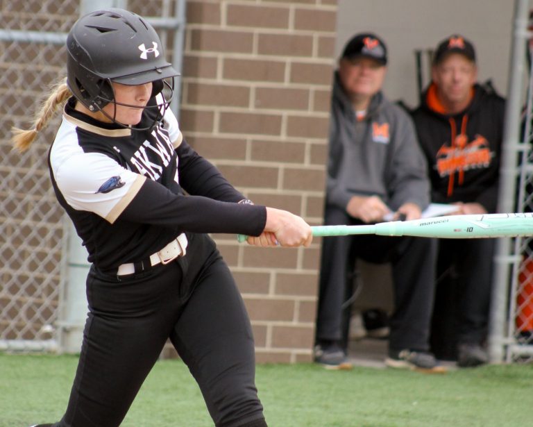 Parkway junior #6 Emmery Temple launched a two-run homer to center field in the top of the first inning during Thursday’s district semifinal, a 9-4 loss to Minster. (CherryRoad Media/Brandon Unverferth)