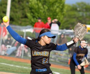 Lincolnview freshman #23 Ila Hughes threw a no-hitter with 15 strikeouts in Thursday’s 6-0 district semifinal victory over St. Henry. (CherryRoad Media/Brandon Unverferth)