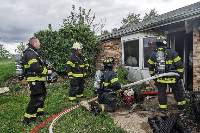 Fire damage was listed as moderate to a home on Middle Point-Wetzel Road. (Photo by Bob Barnes)