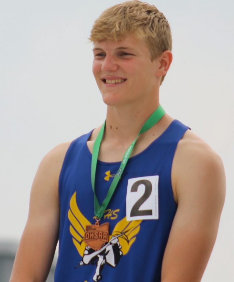 Lincolnview senior Cody Ricker delivered in his final high school race, earning a fourth-place finish in the 300 hurdles with a time of 39.36 to close out a memorable career. (CherryRoad Media/Brandon Unverferth)