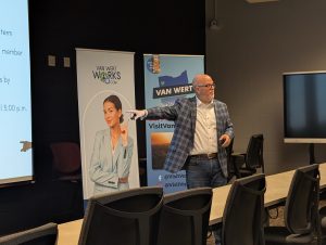 Van Wert Area Economic Development Executive Director Brent Stevens discussed the past year at the organization's annual meeting. (Sam Shriver/CherryRoad Media)