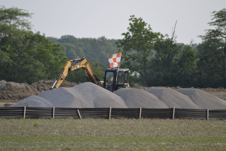 Stone is nearly ready to be installed as a base layer for a 1,000-foot extension of the runway at the Van Wert Regional Airport. Paving should begin yet this month. (Sam Shriver/CherryRoad Media)