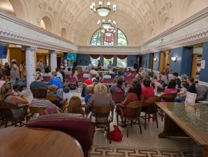 A large crowd took in programs from the Toledo Zoo as part of the library’s Summer Reading Program. (Sam Shriver/Cherryroad Media)