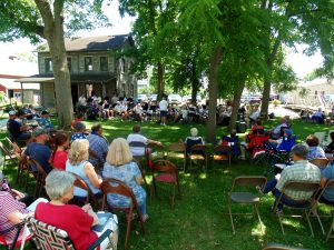 The Van Wert Area Community Concert Band performed on the grounds of the historical society as part of the “Holiday at Home” celebration on July 4. (Sam Shriver/CherryRoad Media)