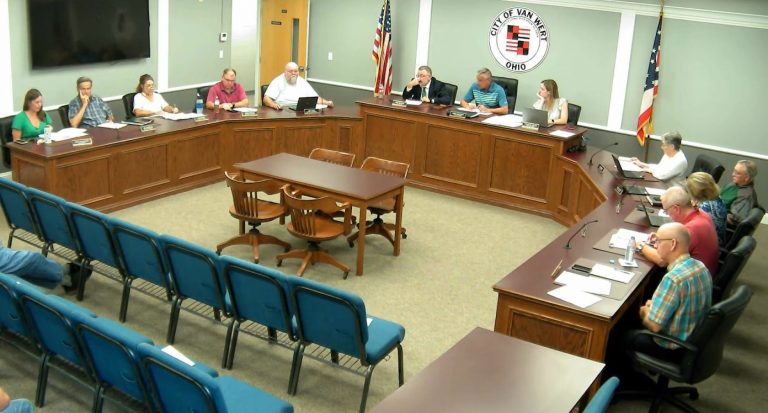 Van Wert Council met Monday night. (screengrab of council meeting)