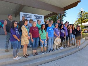 Organizers and vendors for the first-ever HOPE WALK gathered at Fountain Park for a photo. (Sam Shriver/CherryRoad Media)