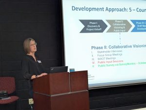 Jamie Beier Grant with Kleinfelder leads an economic development public input session dealing with Van Wert County’s interest in joining a 5-County Economic Development Strategy organization. (Sam Shriver/CherryRoad Media)