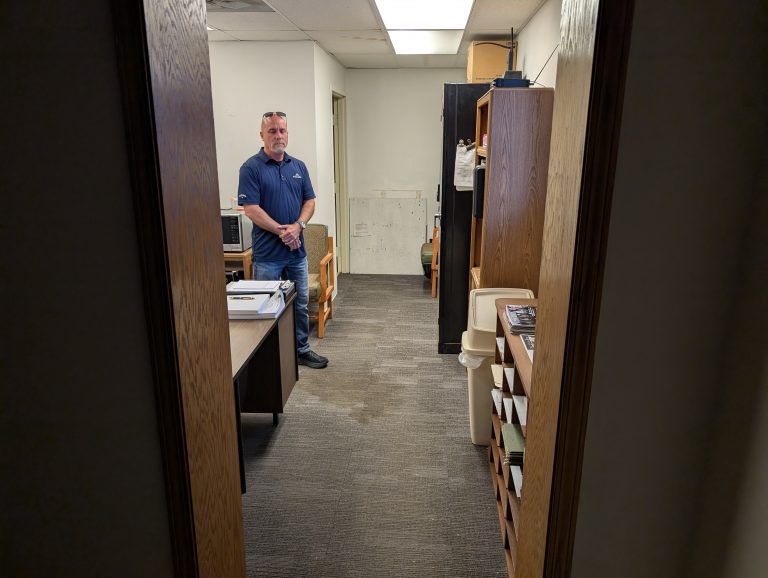 Kevin Kline stands inside his office in the Convoy Street Department building. The Chief Marshal has resigned over working conditions. (Sam Shriver/CherryRoad Media)
