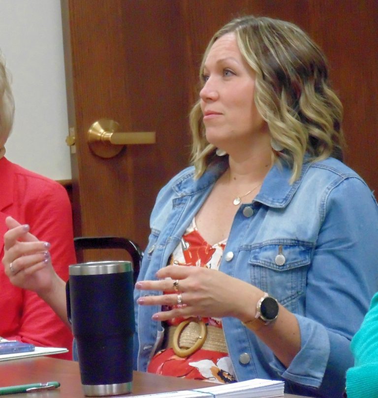 Brumback Library director Nellie Schmidt updated county department heads on the summer reading program. (Sam Shriver/CherryRoad Media)