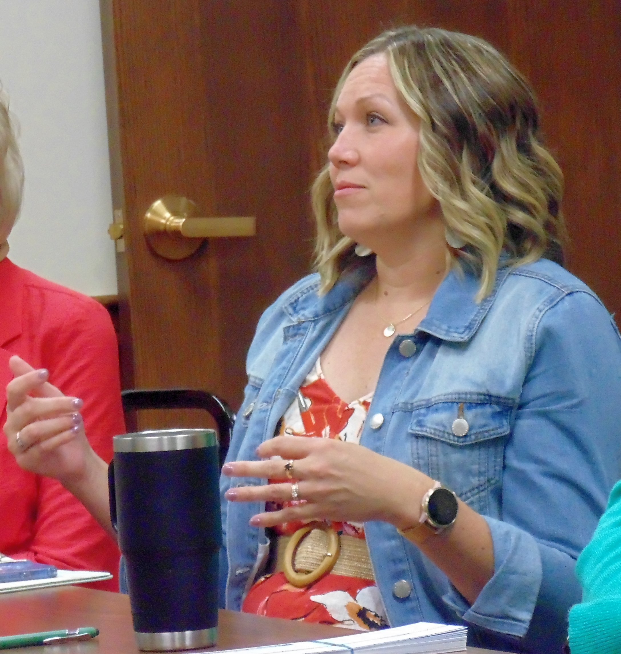 Brumback Library director Nellie Schmidt updated county department heads on the summer reading program. (Sam Shriver/CherryRoad Media)
