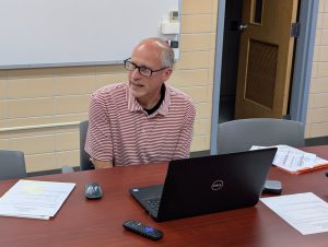 Van Wert Schools treasurer Troy Bowersock presented his five-year financial forecast to the board of education in a special board meeting held at the Goedde building. (Sam Shriver/CherryRoad Media)