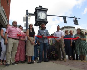 A Chamber of Commerce ribbon cutting ceremony marked the dedication of the refurbished National Bank clock in downtown Van Wert. Sadly, the clock needed more repairs and is now back in storage in Van Wert. (Sam Shriver/CherryRoad Media)