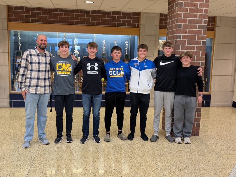 Lincolnview Golf team was recognized for their NWC championship. (Sam Shriver/CherryRoad Media)
