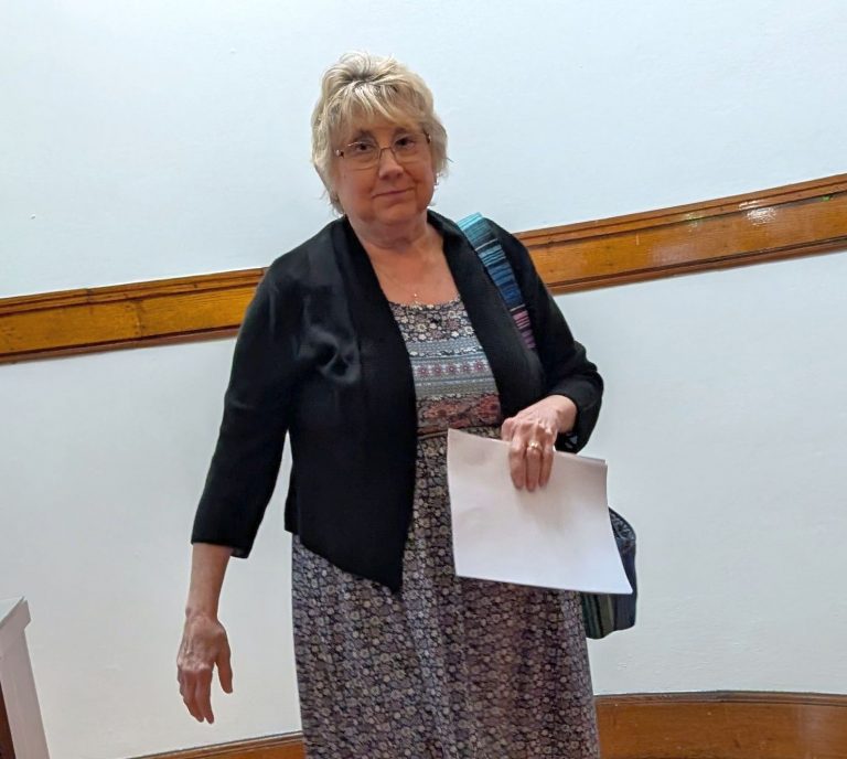 Barbara Nickles, as she enters Van Wert County Common Pleas Court on Wednesday. (Sam Shriver/CherryRoad Media)